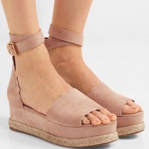 Chloe Suede Scalloped Espadrilles